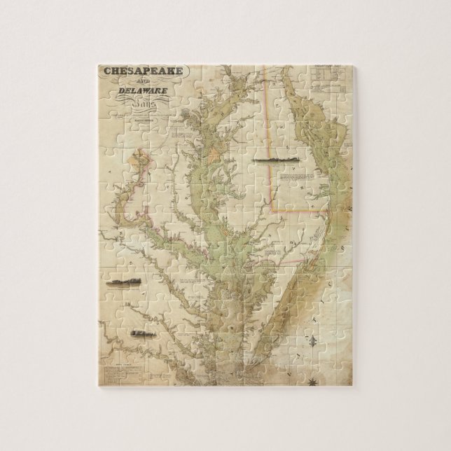 Puzzle Carte des baies de Chesapeake et Delaware (Vertical)