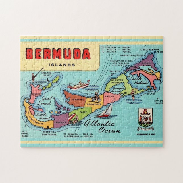 Puzzle Carte des Bermudes vintages (Horizontal)