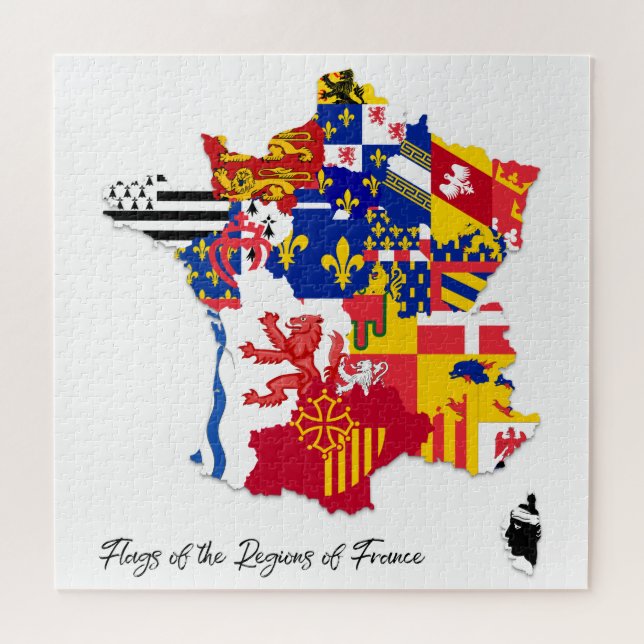 Puzzle Carte des drapeaux français, France, Education (Horizontal)