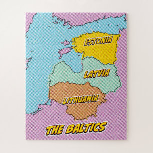 Puzzle Carte des États baltes illustrées par l'art popula