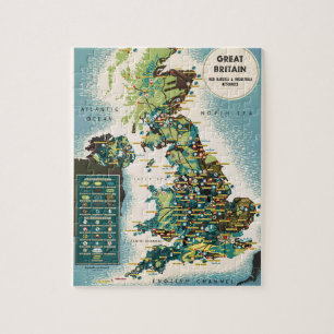 Puzzle Carte des ressources de la Grande-Bretagne vintage