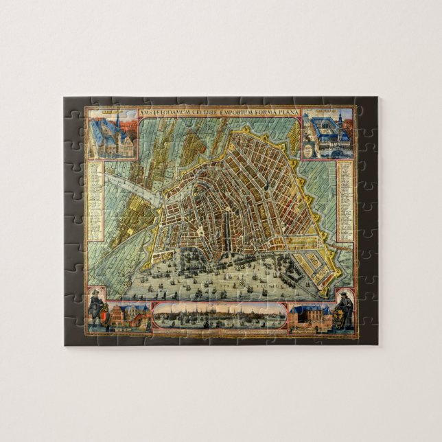 Puzzle Carte des rues antiques d'Amsterdam, Pays-Bas (Horizontal)