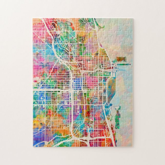 Puzzle Carte des rues de Chicago (Vertical)