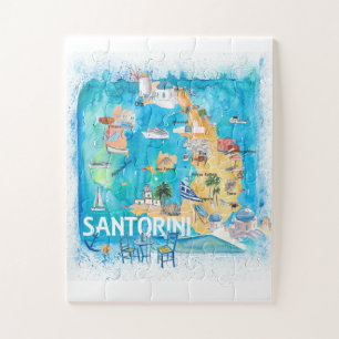 Puzzle Carte des voyages de Santorin Grèce