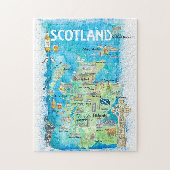 Puzzle Carte des voyages en Écosse (Vertical)