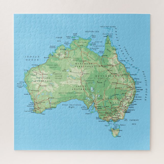 Puzzle Carte détaillée de l'Australie (Vertical)