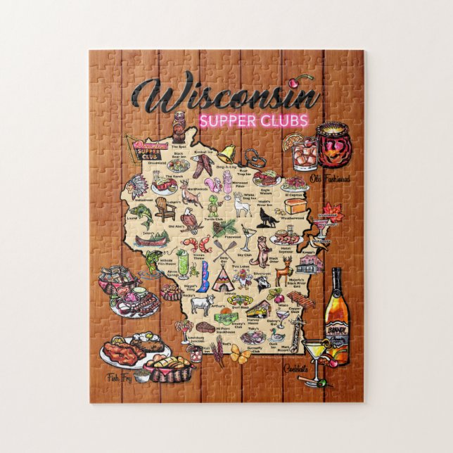 Puzzle Carte du club de souper du Puzzle-Wisconsin (Vertical)