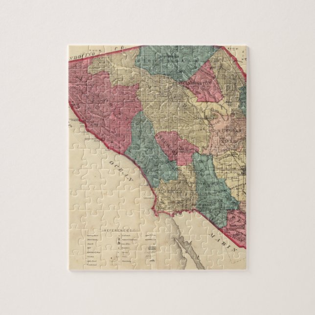Puzzle Carte du comté de Sonoma en Californie (Vertical)