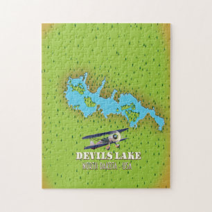 Puzzle Carte du lac Devi Dakota du Nord États-Unis