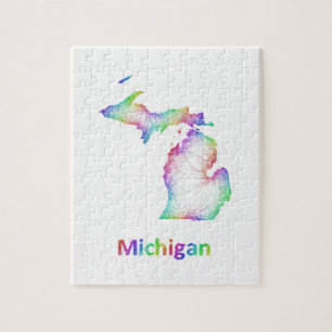 Puzzle Carte du Michigan d'arc-en-ciel