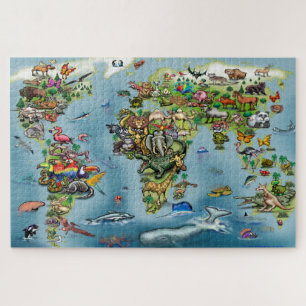 Puzzle Carte du monde des animaux