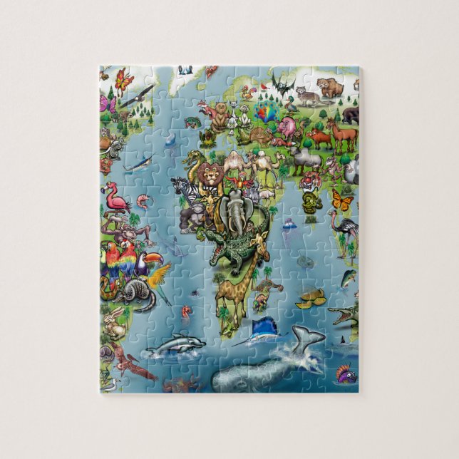 Puzzle Carte du monde des animaux (Vertical)