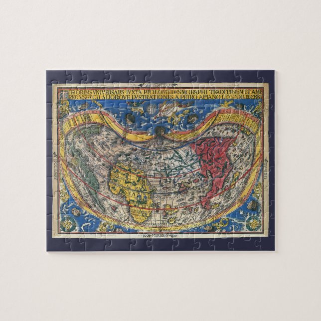 Puzzle Carte du monde en forme de cœur antique par Peter  (Horizontal)