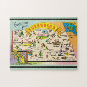 Puzzle Carte du Nebraska vintage