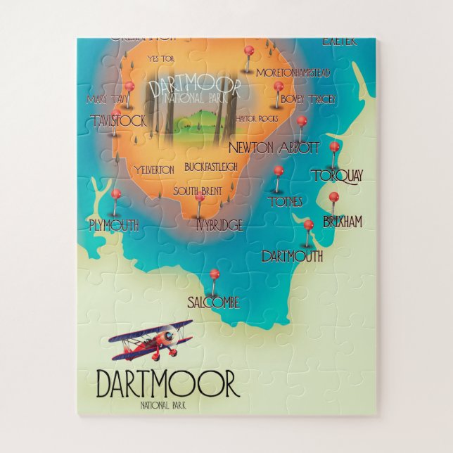 Puzzle Carte du parc national Dartmoor poster de voyage (Vertical)