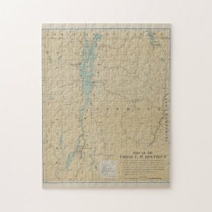 Puzzle Carte du phare du lac Champlain Vintage (1896)