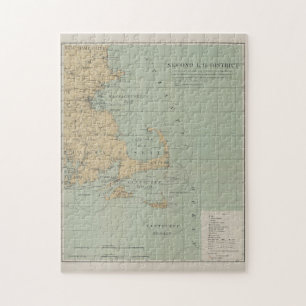 Puzzle Carte du phare du Massachusetts Vintage (1898)