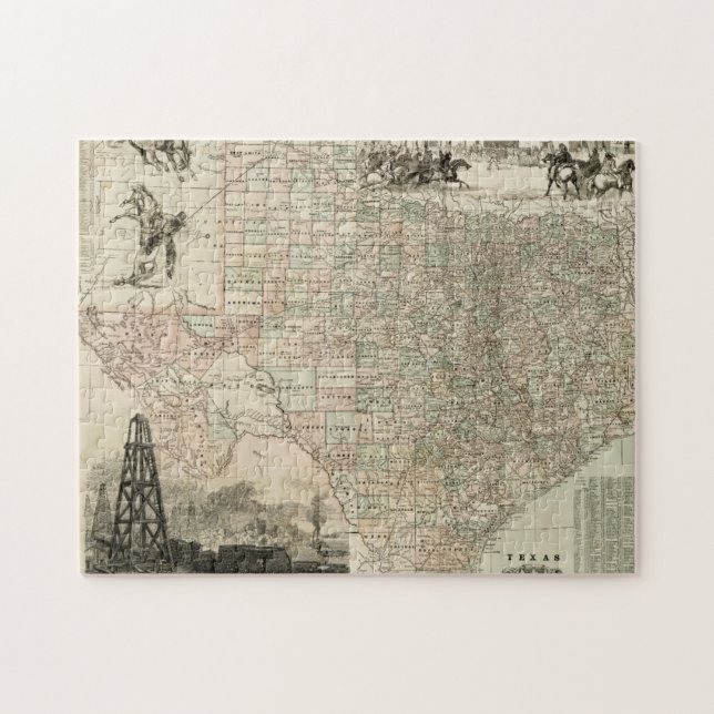 Puzzle Carte du Texas aux frontières du comté (Horizontal)