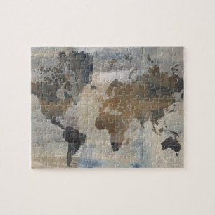 Puzzle Carte en pierre grise du monde