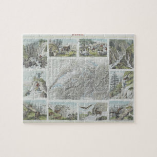 Puzzle Carte et Vignettes des Alpes suisses