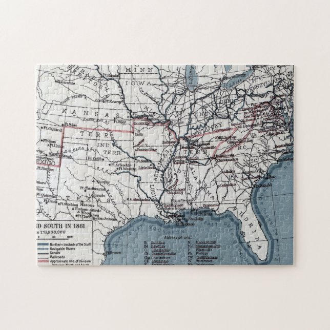 PUZZLE CARTE : GUERRE CIVILE, 1861 (Horizontal)