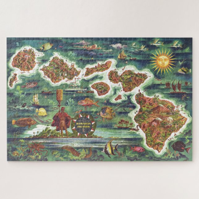 Puzzle Carte historique des îles Hawaiiennes antiques (Horizontal)