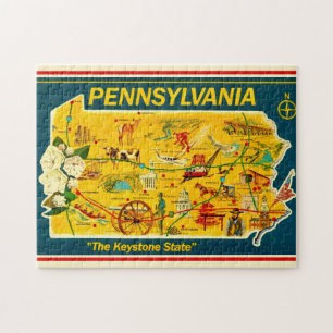 Puzzle Carte illustrée 11x14 Pennsylvanie