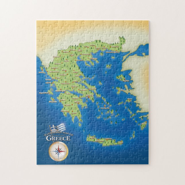 Puzzle Carte illustrée de Grèce (Vertical)