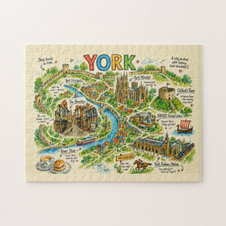 Puzzle Carte illustrée de l'aventure de la ville historiq