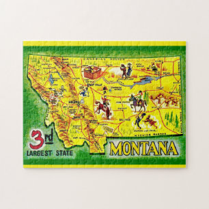 Puzzle Carte illustrée du Montana 11x14