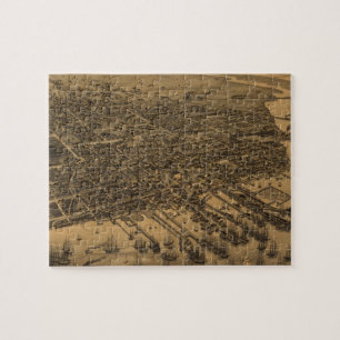 Puzzle Carte imagée vintage de Pensacola (1885)