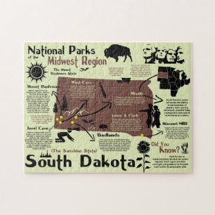 Puzzle Carte Infographique des parcs nationaux du Dakota 