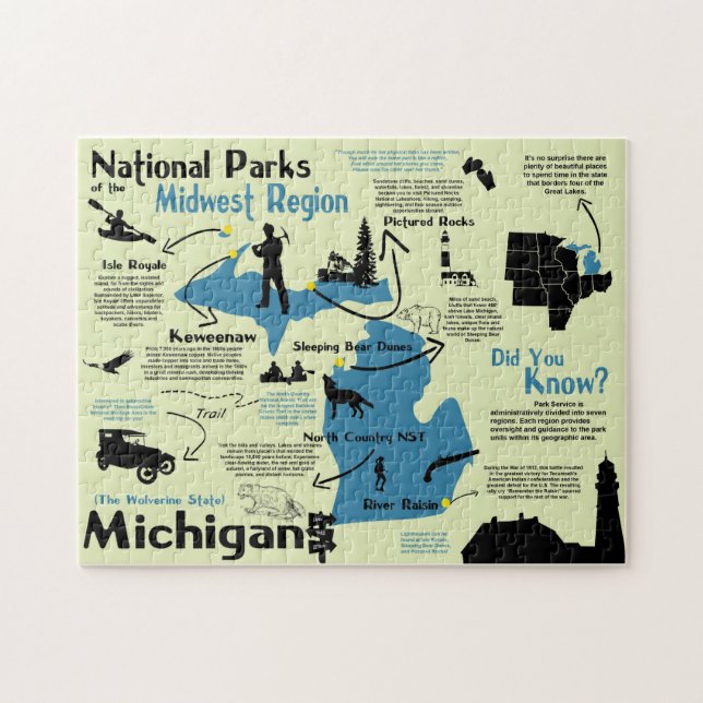 Puzzle Carte infographique des parcs nationaux du Michiga (Horizontal)