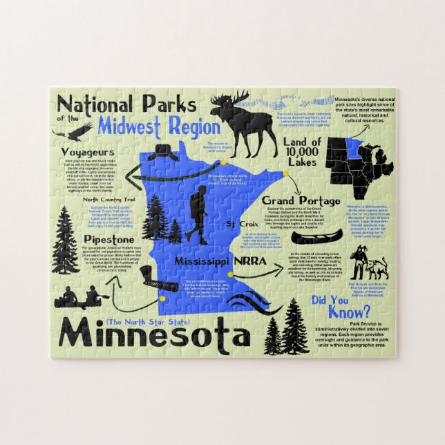 Puzzle Carte Infographique des parcs nationaux du Minneso (Horizontal)