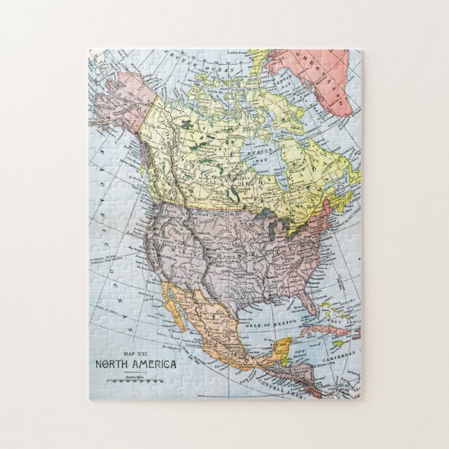 PUZZLE CARTE : L'AMÉRIQUE DU NORD, 1890 (Vertical)