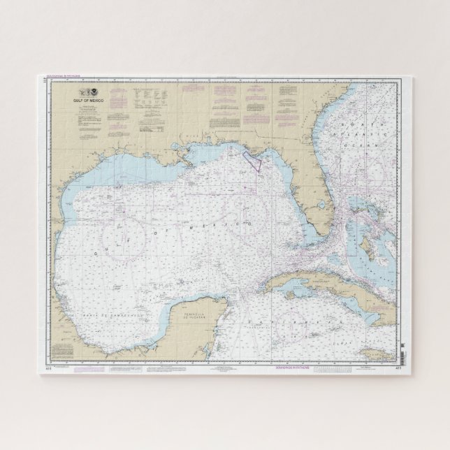 Puzzle Carte marine authentique du golfe du Mexique (Horizontal)