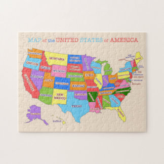 Puzzle Carte multicolore des États-Unis