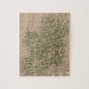 Puzzle Carte physique vintage de l'Irlande (1880)