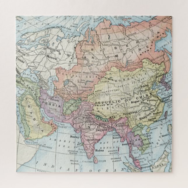 Puzzle Carte politique de l'Asie (1916) (Vertical)