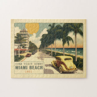 Puzzle Carte postale 1920 Retro Miami Beach Ocean Drive