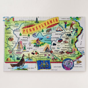 Puzzle Carte postale colorée Pennsylvanie 20x30