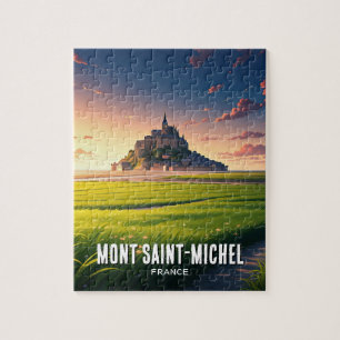 Puzzle Carte postale coucher de soleil du Mont Saint-Mich