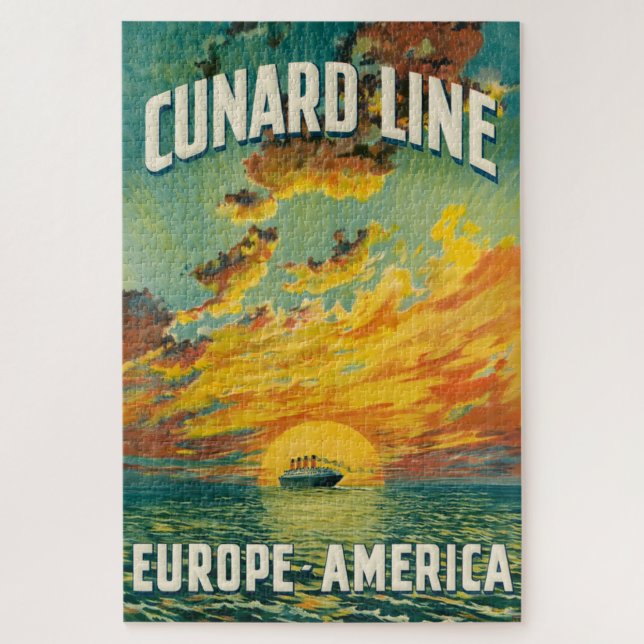 PUZZLE CARTE POSTALE CUNARD OCEAN LINER EUROPE AMERICA (Vertical)