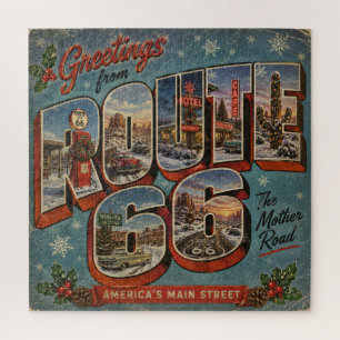 Puzzle Carte postale de Noël Route 66 à grandes lettres