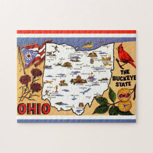 Puzzle Carte postale du Buckeye State de l'Ohio 11x14 Puz