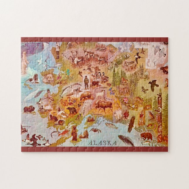 Puzzle Carte postale illustrée d'Alaska 11x14 (Horizontal)