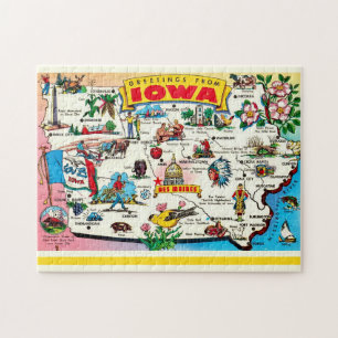 Puzzle Carte postale illustrée de l'Iowa