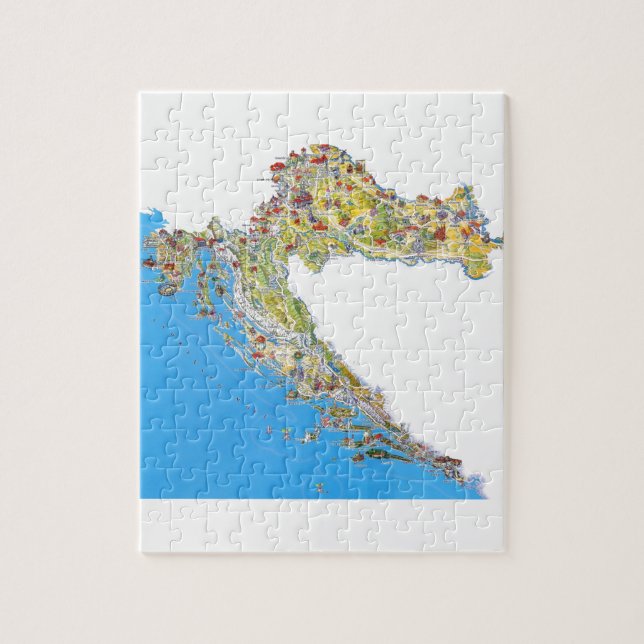 Puzzle Carte touristique de la Croatie, mapa de (Vertical)