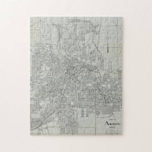 Puzzle Carte vintage d'Akron Ohio (1917)