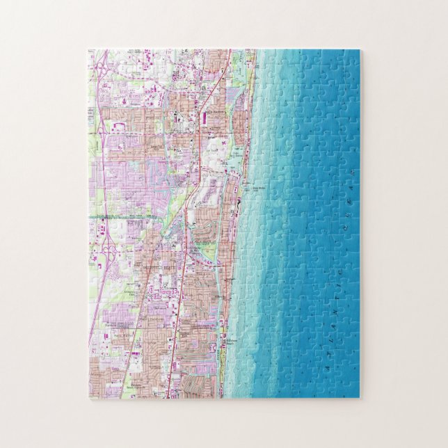 Puzzle Carte vintage de Boca Raton la Floride (1962) (Vertical)